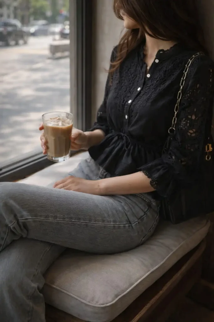 linen blend blouses summer outfit