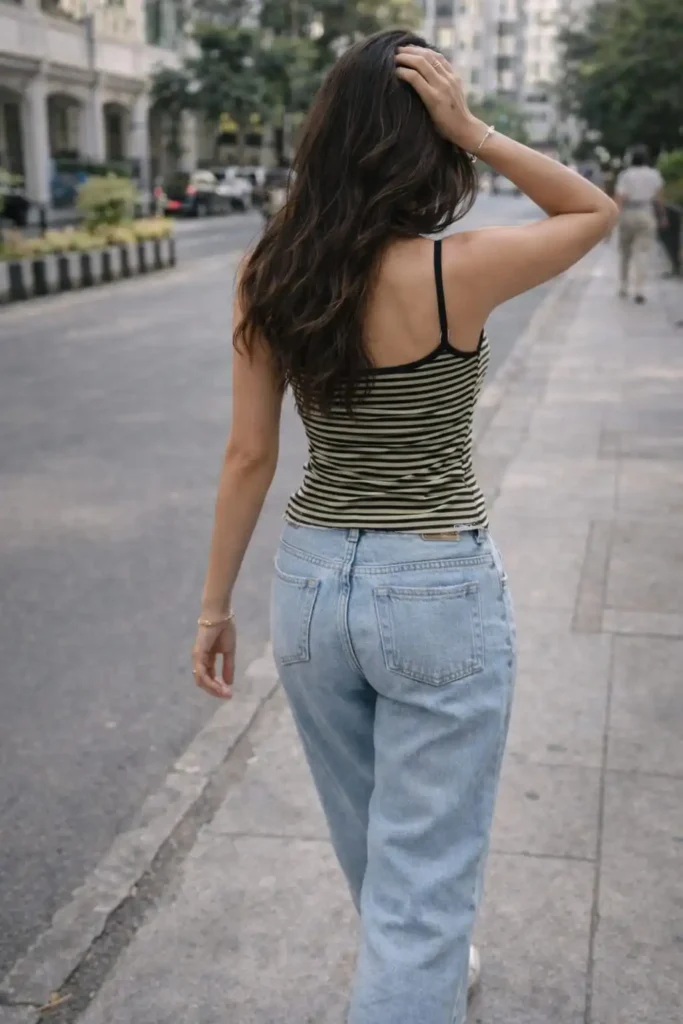 Lightweight striped camisole top for women casual street style summer look