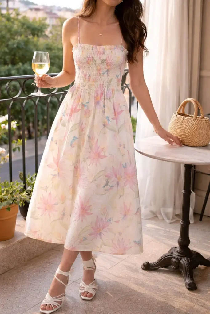 Lightweight floral strappy summer dress perfect for effortless summer outfits